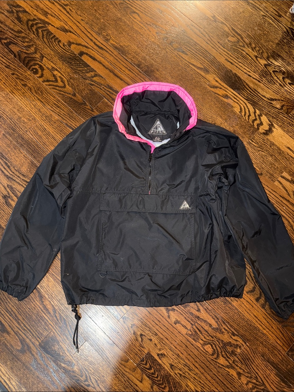 Ridge Black Anorak Pullover Windbreaker Jacket Size L